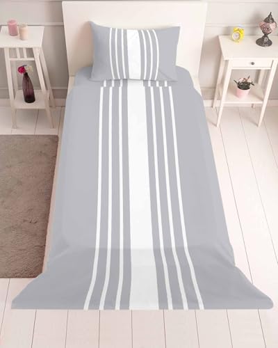 3 Piece Twin XL Sheet Set Light Grey Striped Sheets Set for Twin XL
