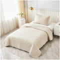 3-Piece Cotton Twin Quilt Set Embroidered Quilted Bedding Bedspread