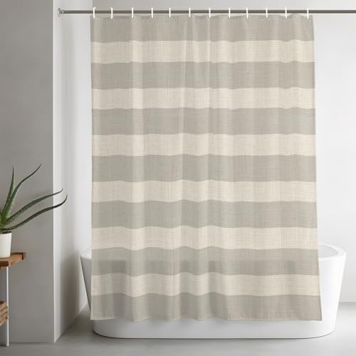 Shower Curtain for Bathroom Minimalist Taupe Stripes Bathtub Curtains