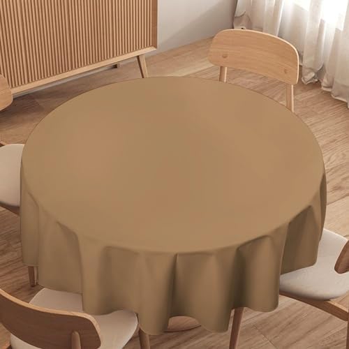 Round Tablecloth Trend Color Warm Beige Table Cover Washable Table