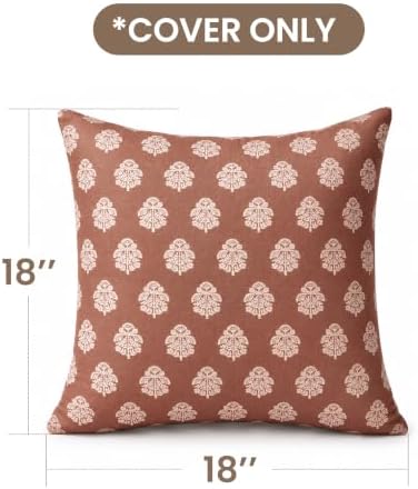 AELS 18x18 Decorative Farmhouse Throw Pillow Covers, Boho Floral Block