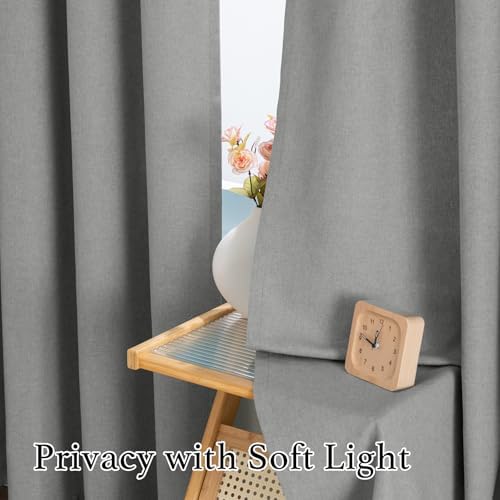 H.VERSAILTEX Soft Faux Linen Curtains 63 Inch Length 2 Panels for