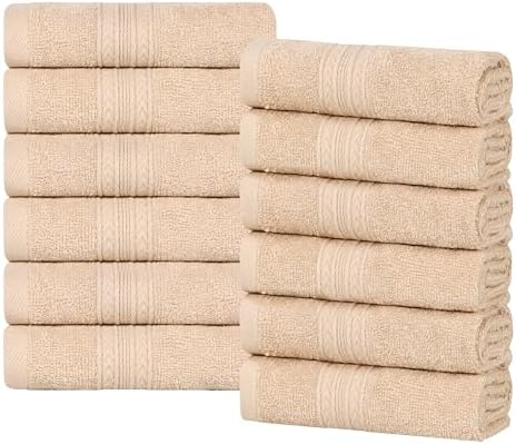 SUPERIOR Eco-Friendly Cotton 12-Piece Face Towel/Washcloth Set, Small