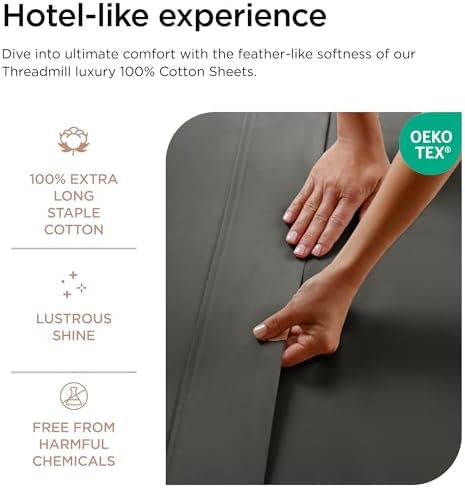 Threadmill 800 Thread Count Cotton King Sheet Set, Sateen, Solid, Dark