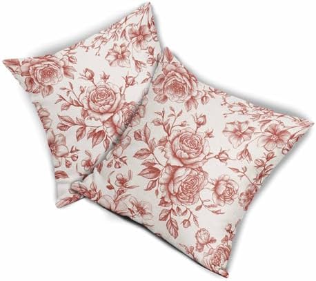 Coral Orange Floral Throw Pillow Covers Summer Cushion Case