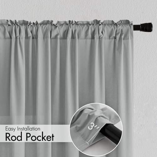 MIULEE Grey Semi Sheer Privacy Curtains Drapes 2 Panels 52W x 84L