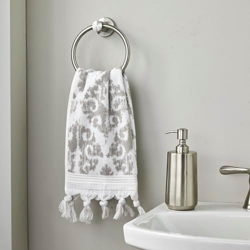SKL Home Mirage Fringe Bath Towel Set-4pc, 100% Turkish Cotton, Gray