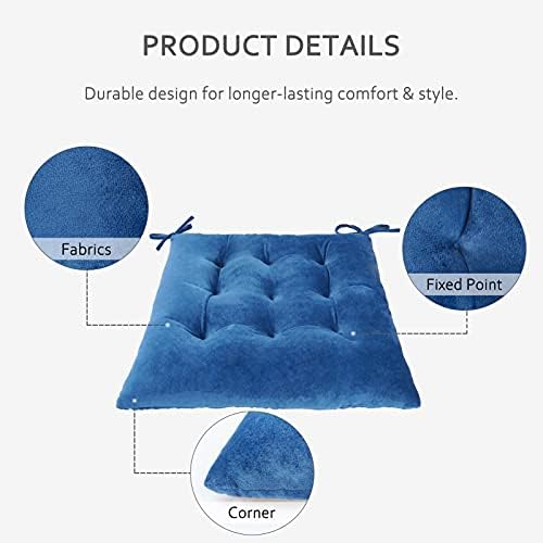 ELFJOY Set of 4 Square Chair Pads Indoor Seat Cushions Pillows with