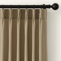 Pinch Pleated Linen Semi Sheer Curtains, Taupe, 108 Inches Long