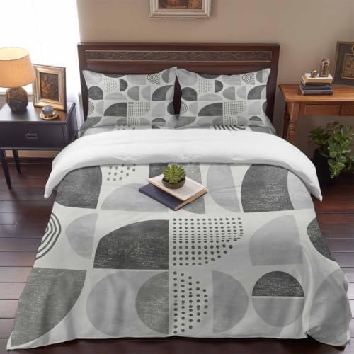 Textured Bohemian Shapes Full Duvet Cover Set - 4 Pcs Comforter Cover