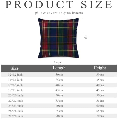 Dark Plaid Pillow Cover Navy Green Tartan 22x22 Inch Set of 2 Cotton