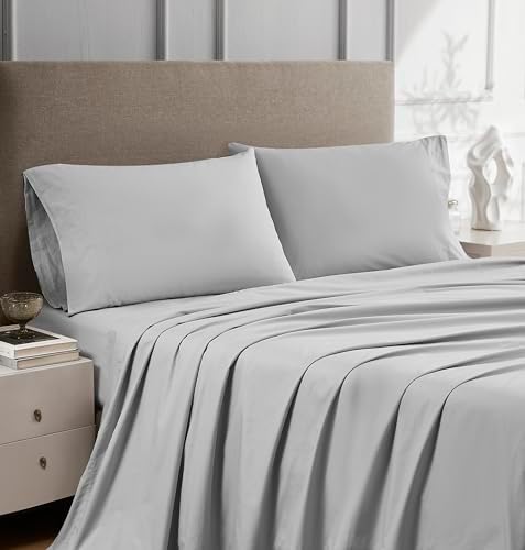 Linen Closet 100% Cotton Twin Sheets Set, 3 Pieces - Light Grey
