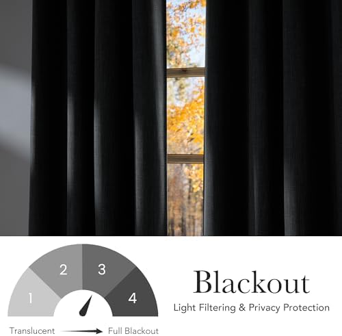 NICETOWN Faux Linen Charcoal Gray Blackout Curtains 84 inches Long