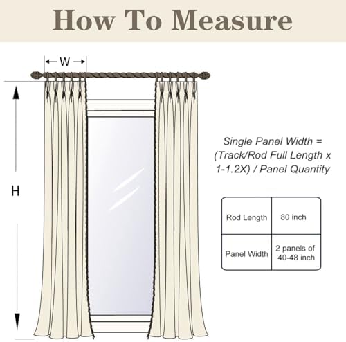2 Panels Pinch Pleated Linen Curtains, Light Filtering, 84W x 96L