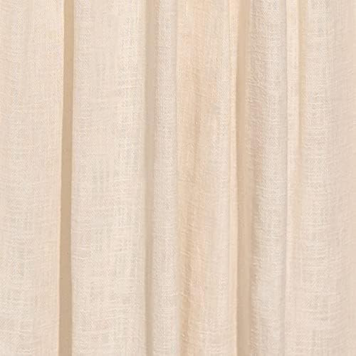 100% Cotton Weave Texture Curtains Set of 2, 52”Wx96”L, Ivory, Back
