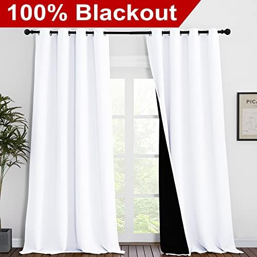 NICETOWN White Blackout Curtains for Bedroom 55" Wide x 96" Long 2