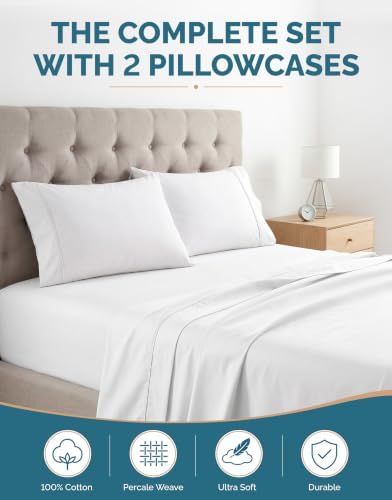 Casa Platino Twin Sheets Set –100% Cotton Twin Sheets with 2