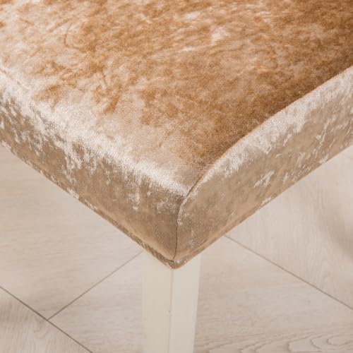 Stretch Dining Chair Covers Set of 4, Khaki Elastic Band Slipcovers