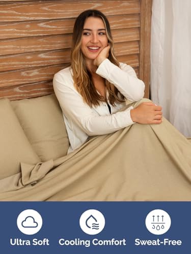 CGK Extra Deep King Single Fitted Sheet Only - Heathered Tan