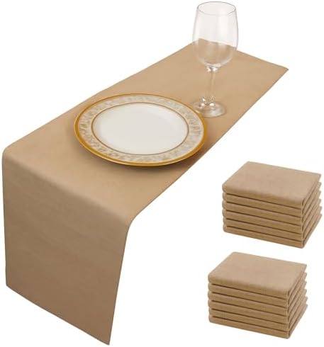 12 Pack Burlap Table Runners 12x108 Inch - Natural Jute Rustic