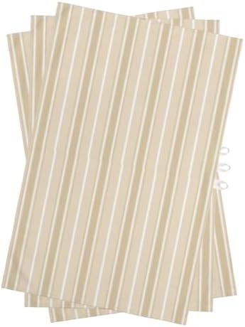 Khaki Stripe Kitchen Towels Set of 3, Water Absorbent Dish Towel