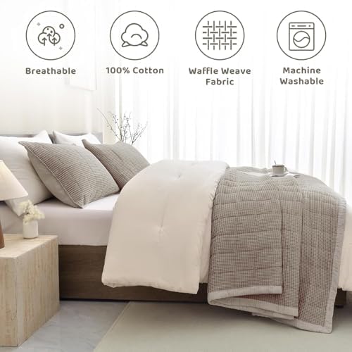 Sanracie Cotton Queen Size Quilt Bedspread (90"x98"), Dark Khaki