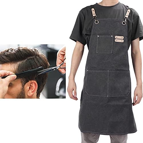 Cotton Canvas Apron, Adjustable Cross Back Cooking Apron with Pockets