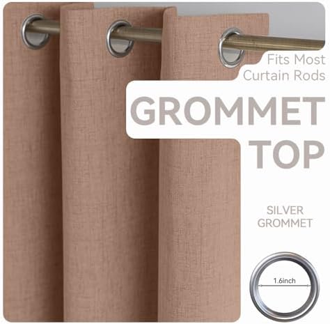PFAS Free Mocha Linen Curtains 96 inch Length 2 Panels Set 100%