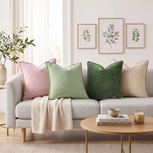 decorUhome Soft Chenille Throw Pillow Covers 20x20 Set of 2 Forest
