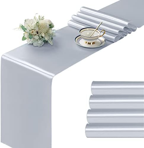 Manyshofu Grey Satin Table Runner 12x72 - 4 Pieces