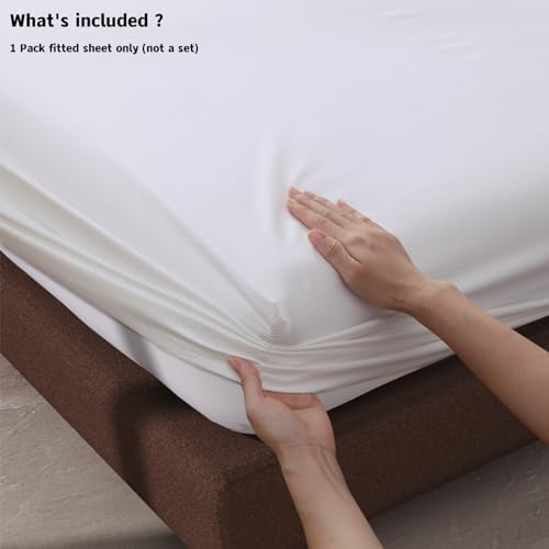 100% Egyptian Cotton Fitted Sheet Twin-XL/Split King Size White,600