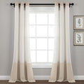 Lush Decor Faux Linen Grommet Colorblock Window Curtain Panel Single