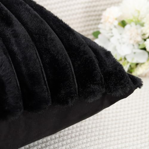 MADIZZ Set of 2 Faux Wool Plush Decorative Throw Pillow Covers 18x18