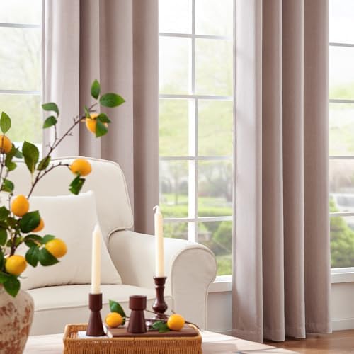 jinchan Linen Textured Room Darkening Curtain 84 Inch Long for Living