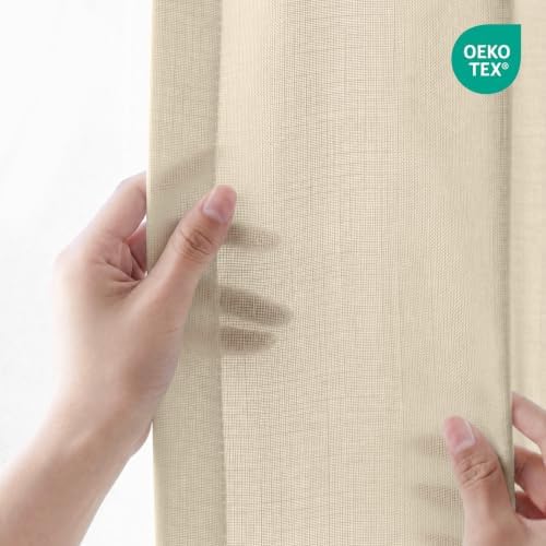 jinchan Taupe Semi Sheer Curtains Light Filtering 96 Inches Long 2