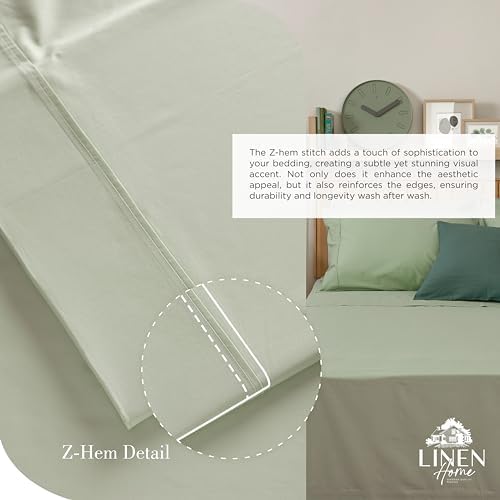 Linen Home Full Size 100% Cotton Percale Sheets, 4 Pc Cooling Set