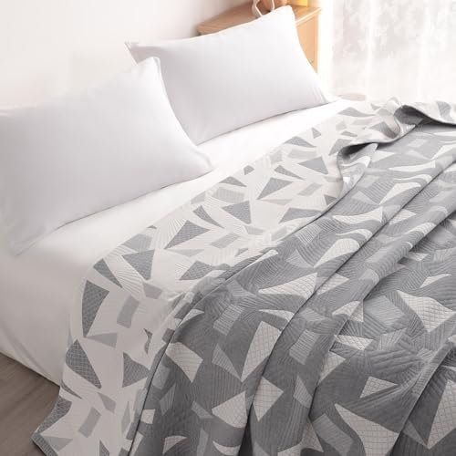 3-Layer Cotton Muslin Queen Blanket (88"x92"), Soft Breathable