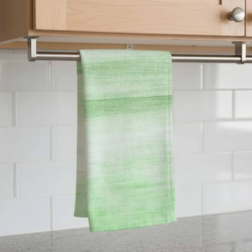 Green Kitchen Towel Abstract Light Green Ombre Linen Texture Modern