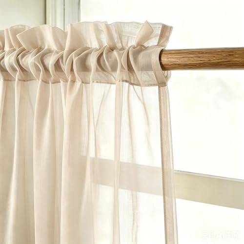 UPOPO Beige Sheer Curtains 72 inches Long Kitchen Dining Living Room
