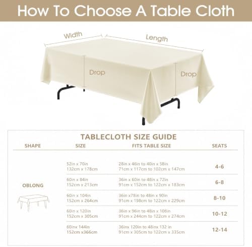 Veblandy Rectangle Tablecloth 60x84 inch Linen Textured Waterproof