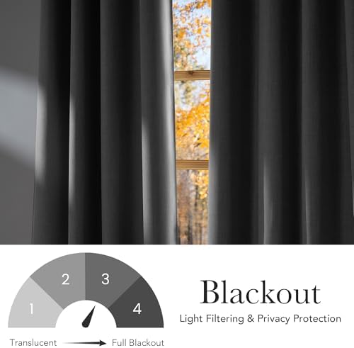 NICETOWN Short Faux Linen Light Grey Blackout Curtains 63 inches Long