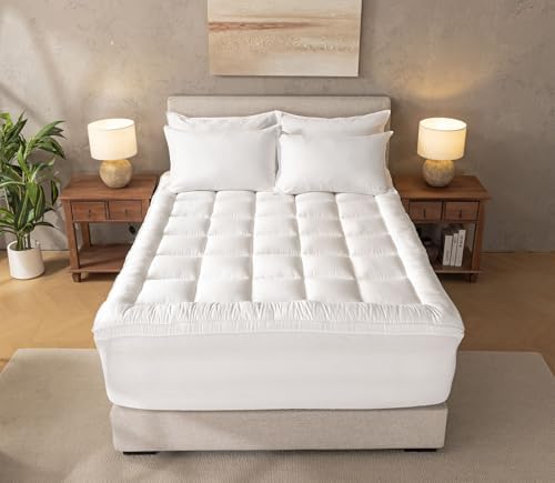 Queen Mattress Topper by Pure Bamboo, Cooling Pillowtop Plush Thick