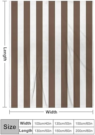 Plush Throw Blanket Taupe and White Stripes Soft Cozy Blanket Flannel