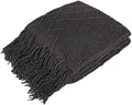 PAVILIA Dark Gray Knit Throw Blanket, Soft Knitted Farmhouse, 50x60