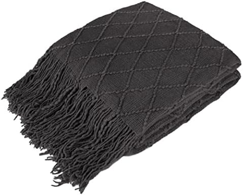 PAVILIA Dark Gray Knit Throw Blanket, Soft Knitted Farmhouse, 50x60