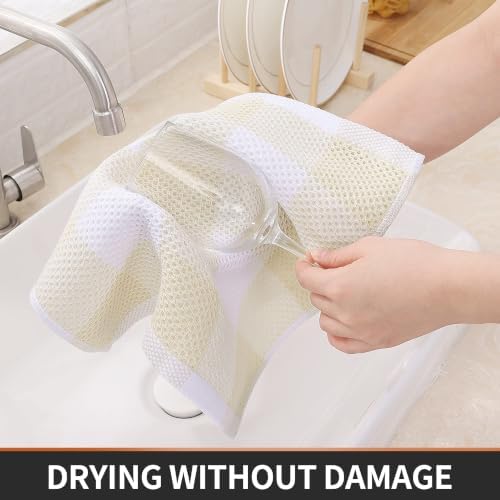Homaxy 100% Cotton Kitchen Towels and Dishcloths Set of 8, White &