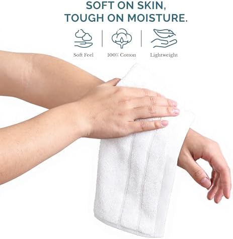 Casa Platino Washcloths 100% Cotton 6 Pack Soft Absorbent - White