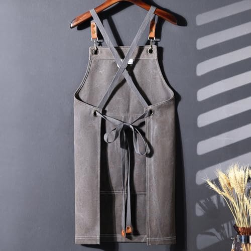 Thickened Canvas Apron for Men Women, Cross Back with Adjustable Strap