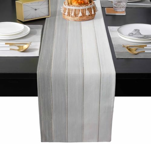 Modern Wood Grain Table Runner and Placemats Set of 4 Farmhouse Gray