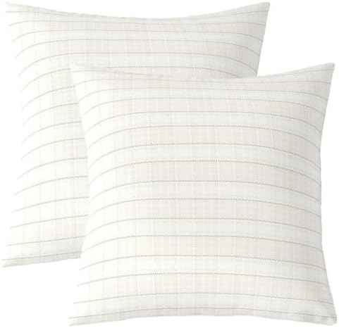Manfei Buffalo Plaid Kids Throw Pillow Cover, Beige, 20"x20"